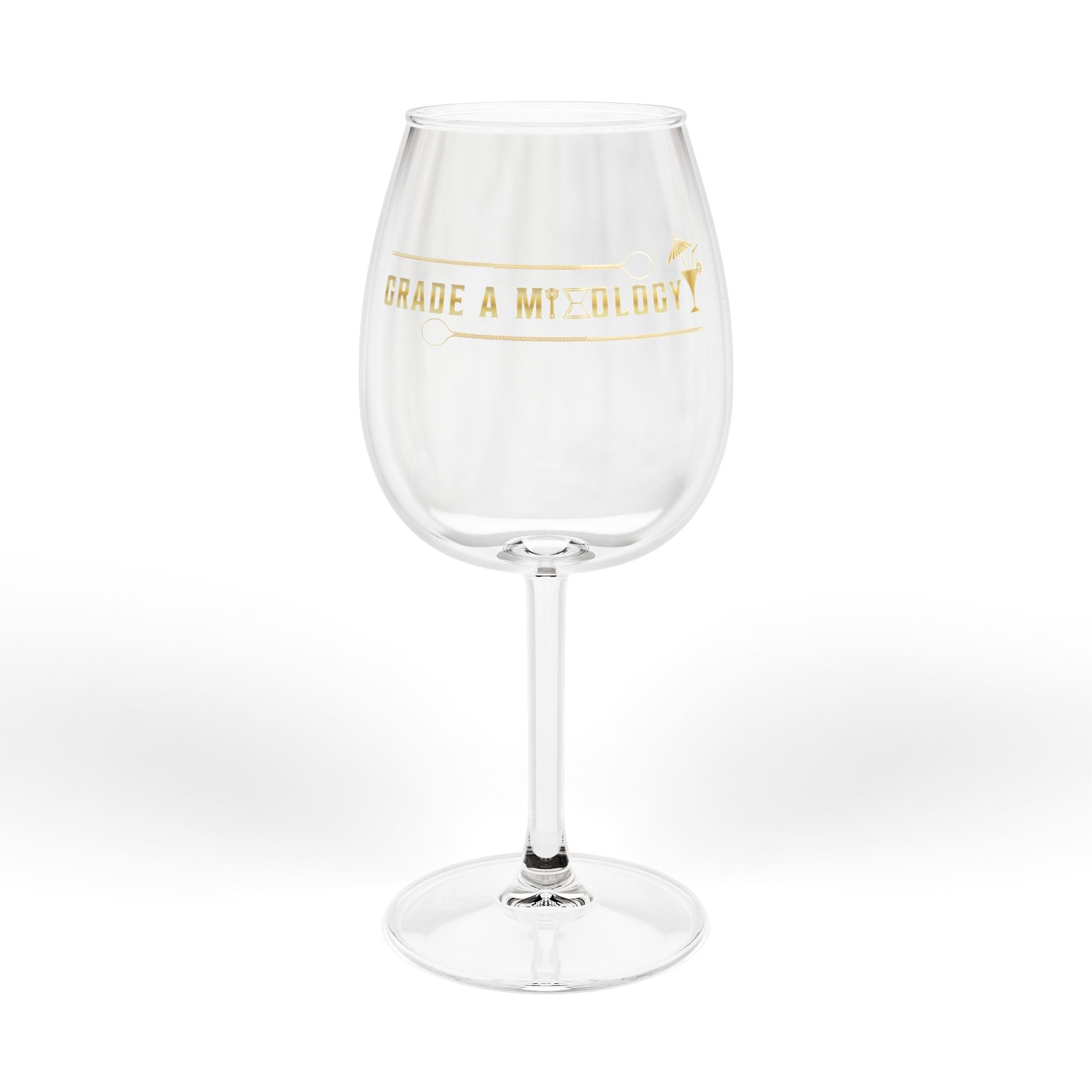 12oz Gold Script Wine Glass — "I Made a Mixology" Decorative Stemware