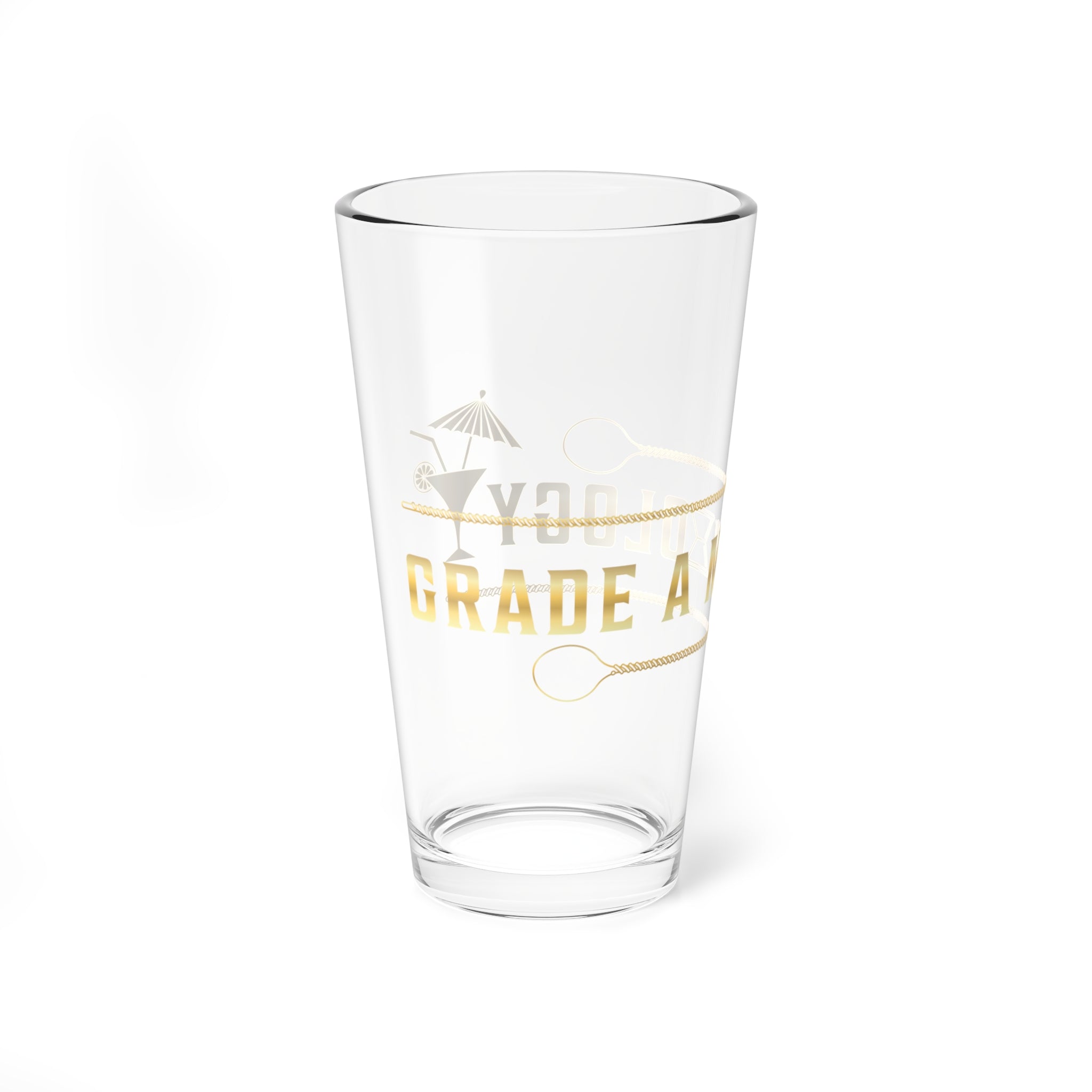 Gold Script 16oz Mixing Glass — You’re a Grade A Bartender Cocktail Shaker Glass