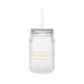 Mason Jar Tumbler with Handle & Straw — 'Crave A Mixologist' Gold Accent Glass Jar