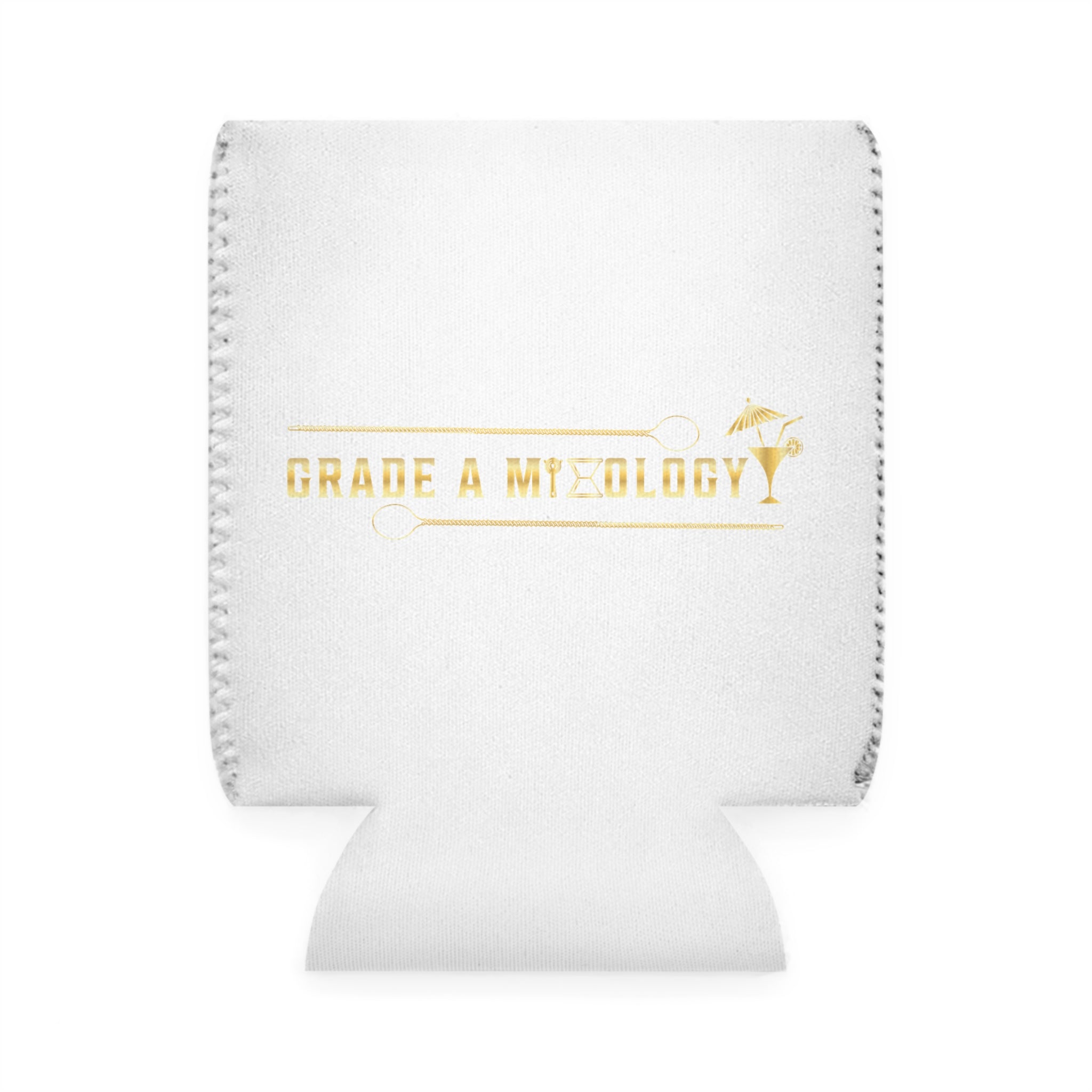 Can Cooler Sleeve — 'Grade A Mixology' Gold Cocktail Design