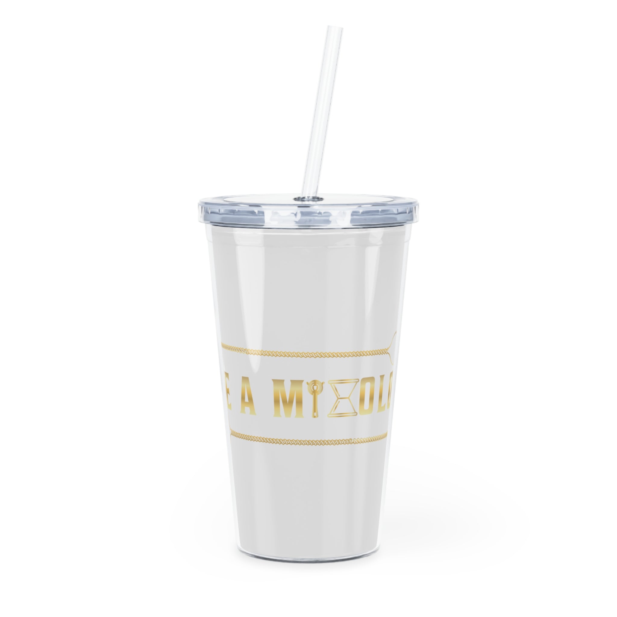 Gold Foil 'Made a Mess' Plastic Tumbler with Straw — Reusable Travel Cup