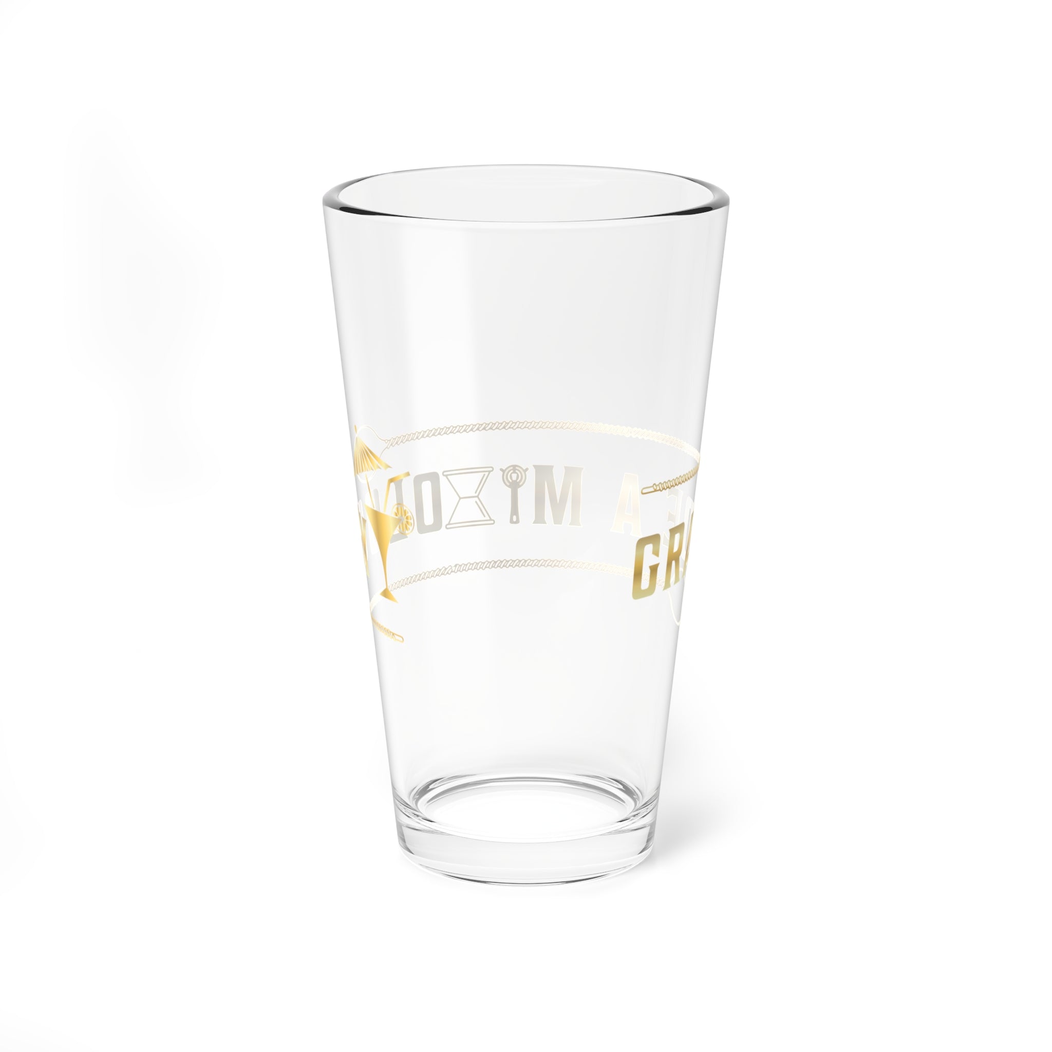 Gold Script 16oz Mixing Glass — You’re a Grade A Bartender Cocktail Shaker Glass